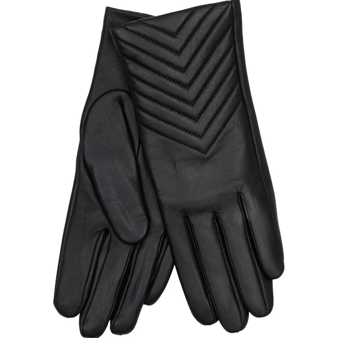LEATHER GLOVES W/QUILTED DETAIL | BLACK