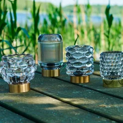 LED LAMPE I GLAS 11 CM - GRÅ