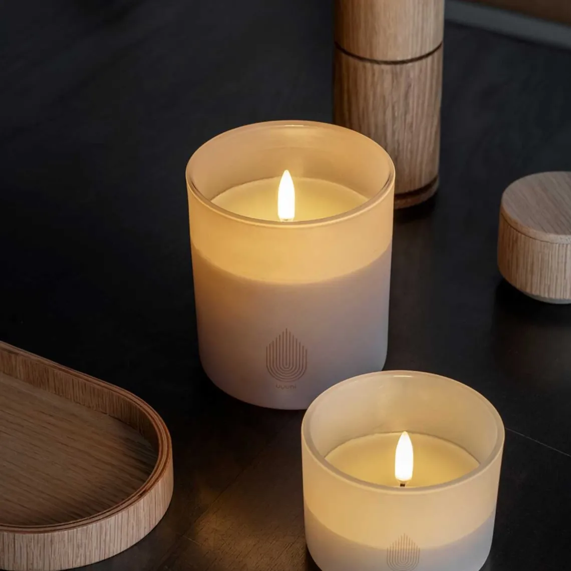 LED LYS - GLAS 6X7 CM 2 STK. | BEIGE