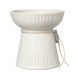 LØGVASE RIFLET I HVID 11X11 CM