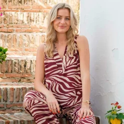 LUNA TOP M/V-HALS | BERRY ZEBRA