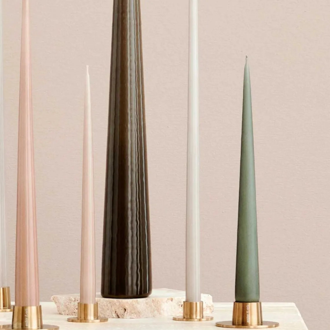 LYSESTAGE SMALL/BØRSTET GULD - SÆT M/2 STK.