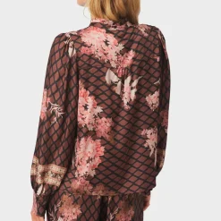 MASSIMA BOTANICAL BORDER BLUSE | BLACK