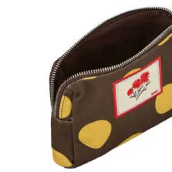 MAXI POLKA CANVAS POUCH BAG | HOT FUDGE BROWN