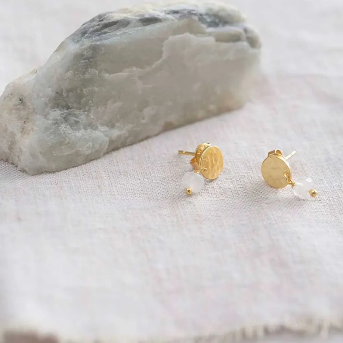 MINI COIN MOONSTONE EARRINGS