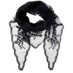 MIRIANA TRIANGLE LACE SCARF | BLACK