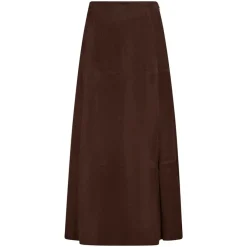 NAOMI LANG SKINDNEDERDEL | DUSTY BROWN