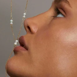 OCEAN HALSKÆDE M/PERLER & KÆDE | FORGYLDT