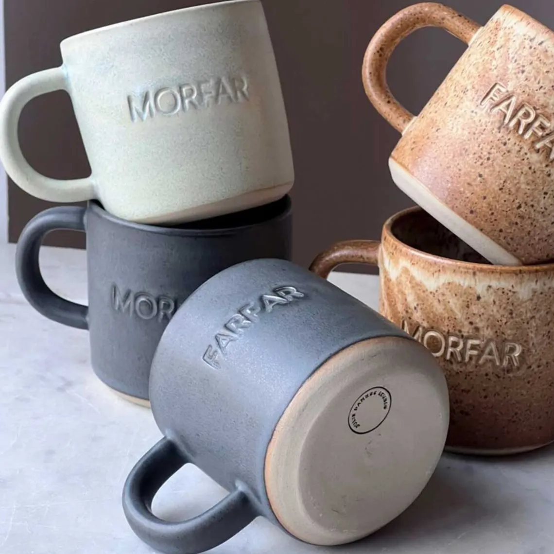 ODA KOP M/NAVN I STENTØJ 8X8 CM | MORFAR/MINT