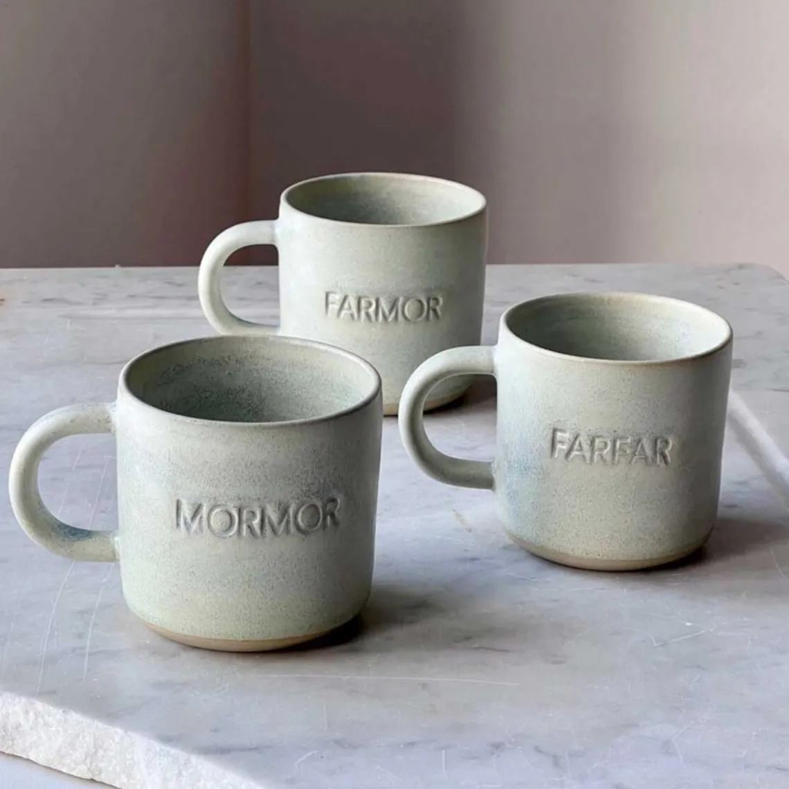 ODA KOP M/NAVN I STENTØJ 8X8 CM | FARFAR/MINT