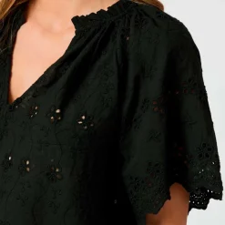 ODET EMBROIDERY BLOUSE | BLACK