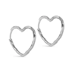 ORGANIC HEART MEDIUM HOOPS | SØLV