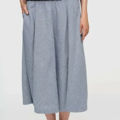 PIN STRIPE SKIRT | SEA BLUE/WHITE