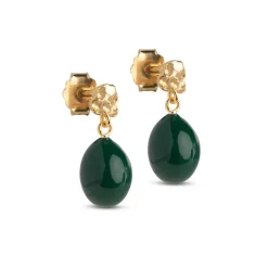 POE ØRERINGE FORGYLDT M/PETROL GREEN