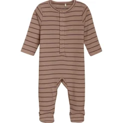 ROMPER LS W/FEET RIB | MOCHA MERINGUE