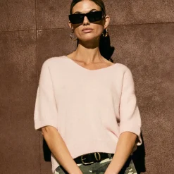 SARAH ALPACA V-NECK | DUSTY ROSE