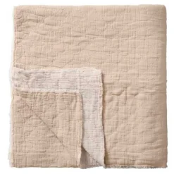 SENGETÆPPE M/STIKNINGER | NATUR/OFF WHITE