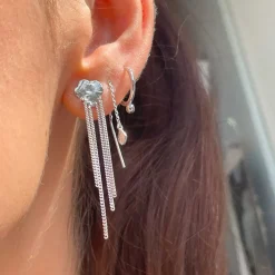 SHELL REFLECTIONS ØRERING M/KÆDER - 1 STK. | SØLV