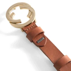 SMALT BÆLTE M/SMUKT SPÆNDE | COGNAC M/GULD