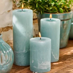 STEARINLYS - RUSTIK | STØVBLÅ