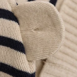 STRIBET BEANIE M/ØRER | DARK NAVY