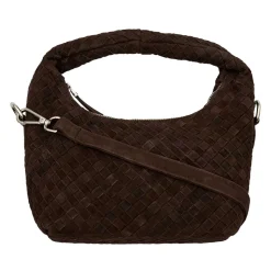 SUEDE BRAIDED CLUTCH | DARK CHOCOLATE BROWN W/ SILVER