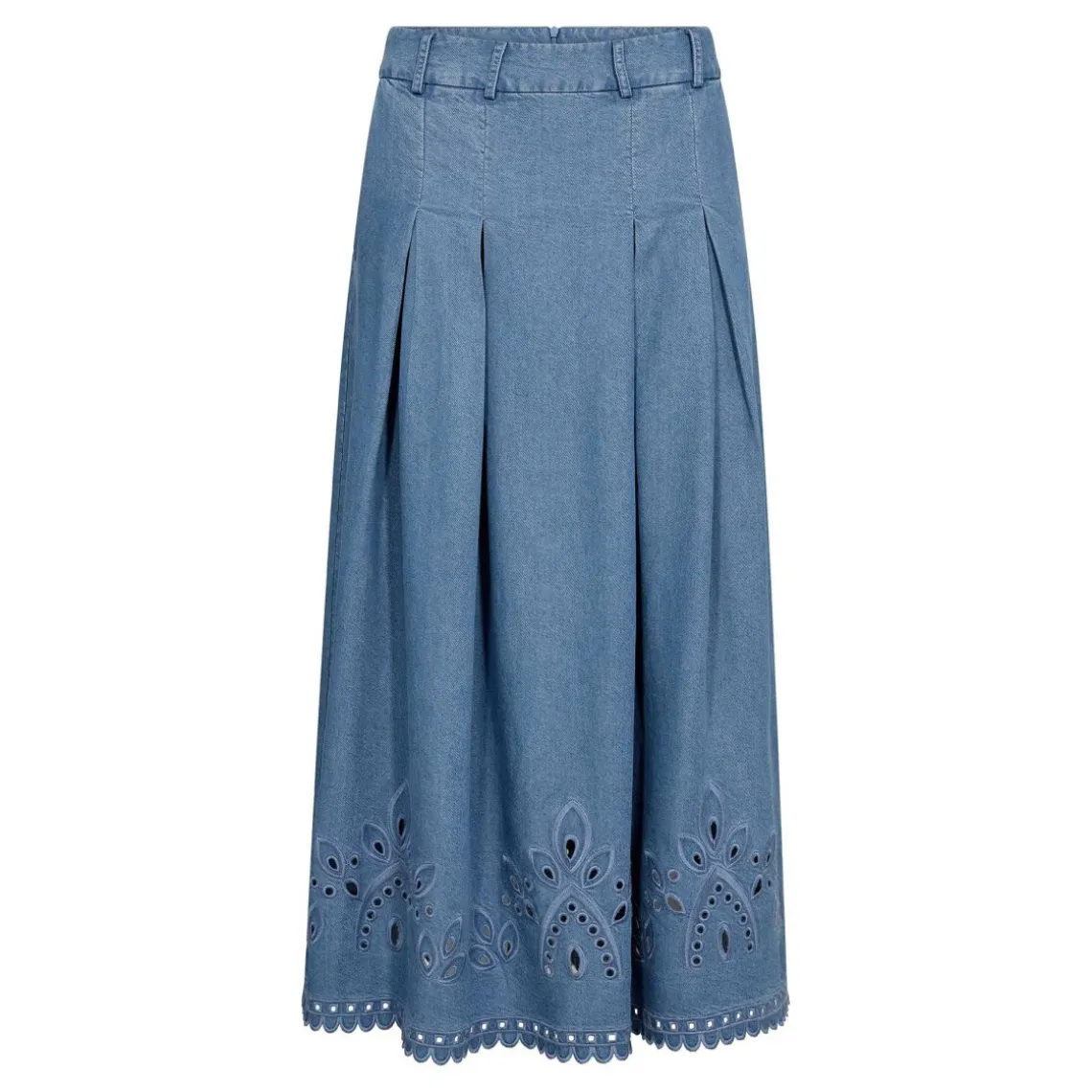 TILLY PLEAT EMB SKIRT | DENIM BLUE