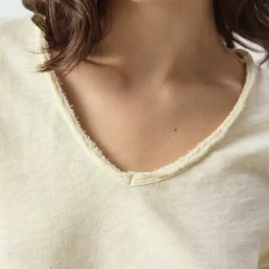 T-SHIRT DROIT MC COL V SONOMA | VANILLE VINTAGE