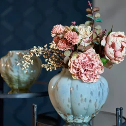 VASE I GLAS 17 CM - GRÅ/KOBBER