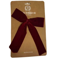 VELOURSLØJFE M/CLIP 18 CM | BURGUNDY