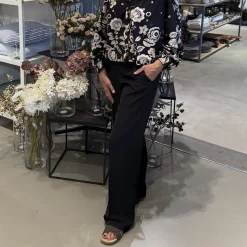 WIDE-LEG HIGH-RISE TROUSERS | NERO