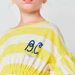 YELLOW STRIPES RUFFLE DRESS | YELLOW/CREAM