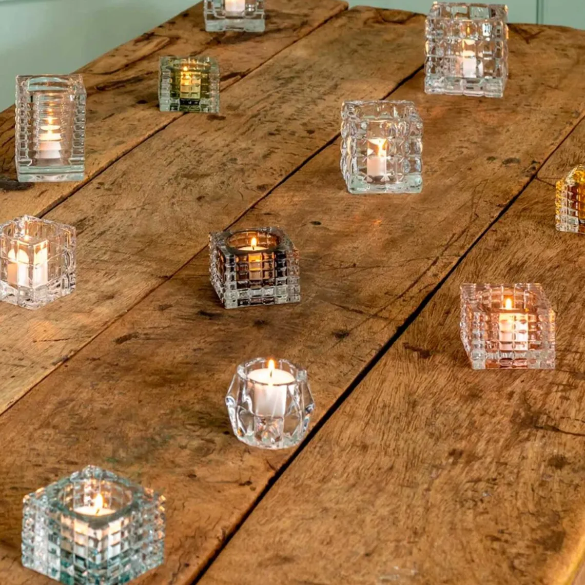 ZOE FYRFADSSTAGE I GLAS 8X8X5 CM | LYS GRØN